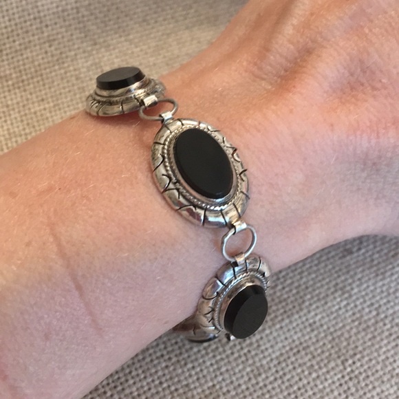 Vintage Sterling Black Silver Oval Bracelet N.C.V. - Picture 9 of 16